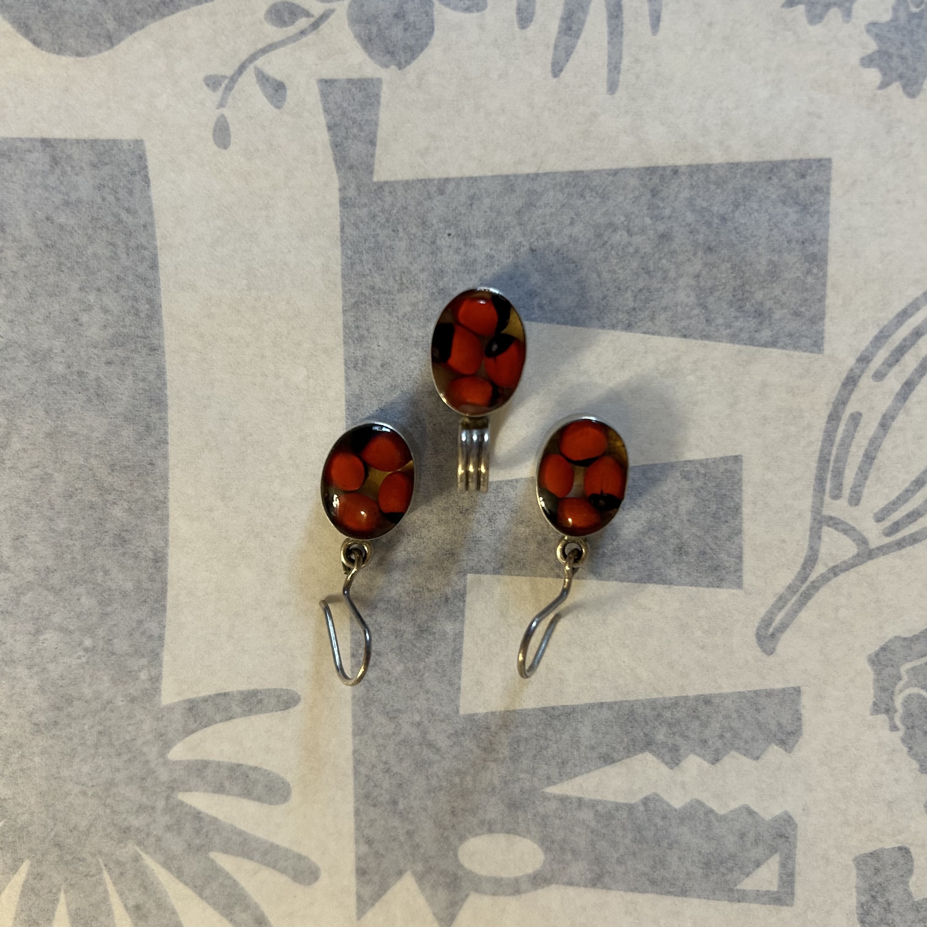 Boucles d'oreilles et pendentif pour collier - Huayruro